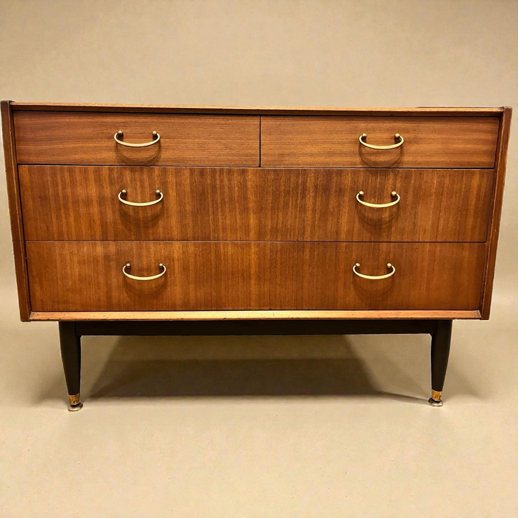 Nathan Mid Century Chest of Drawers Vintage Walnut Lowboy Cabinet Retro 99cm