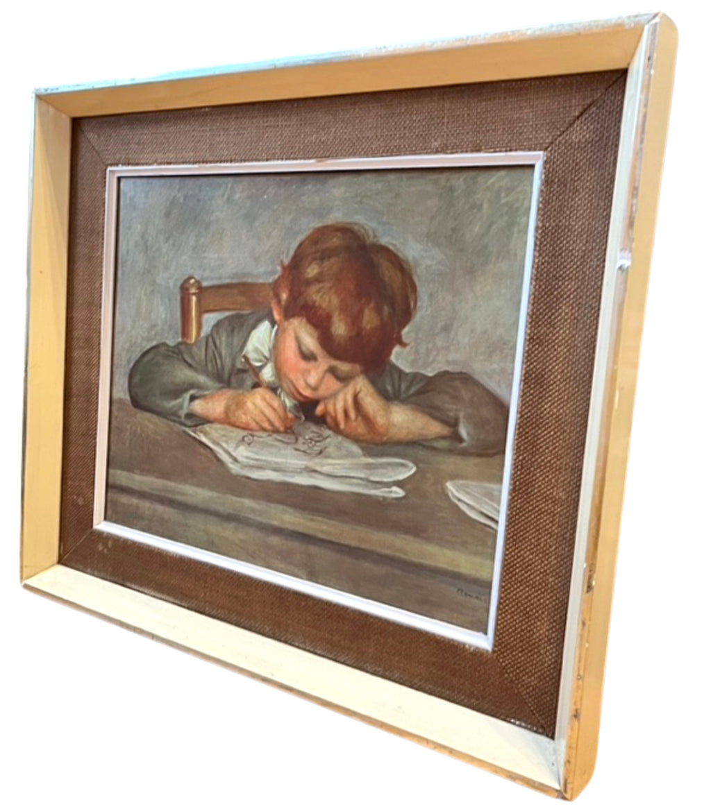 Vintage Renoir “Jean Renoir Drawing” Framed Art Print Boy Drawing Portrait