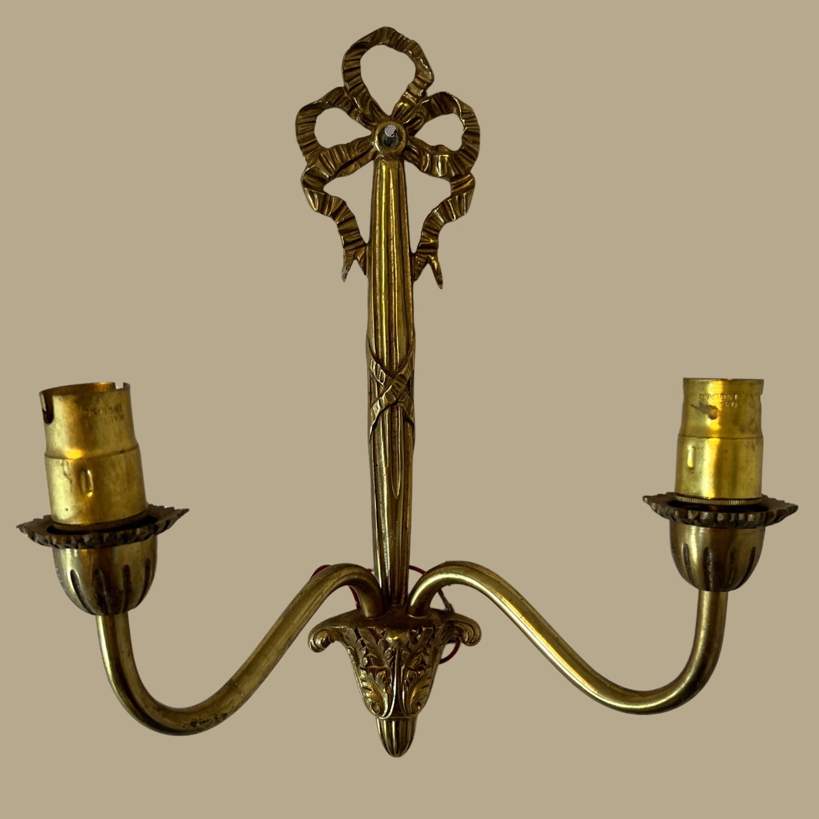 6x Vintage Art Nouveau Style Twin Arm Wall Sconces Brass Effect Wall Lights