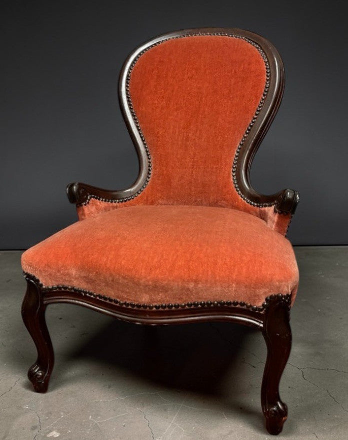 Victorian Slipper Chair Antique Nursing Chair Low Seat Upholstered c.19th C.