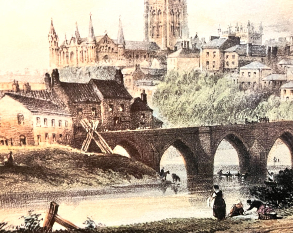 Framed Elvet Bridge Durham Print – Gilt Frame River Wear Cathedral View 48x40cm