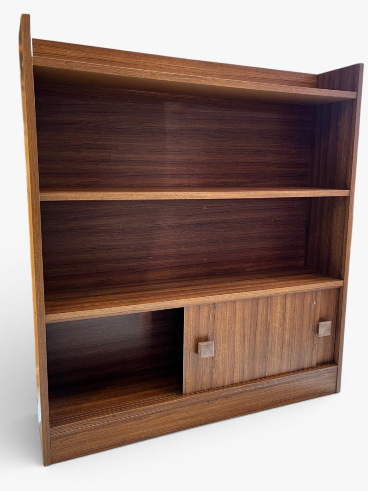 Vintage Wall Shelf Unit H90cm L79cm W18cm Deep Sliding Door Shelving Retro Style