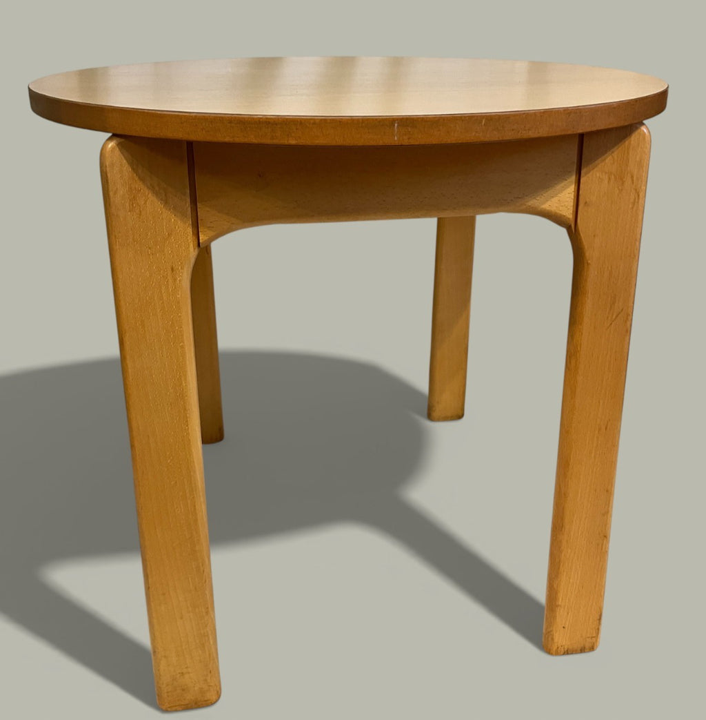 1-2 Vintage Wooden Round Side Table Light Wood Finish 60x54cm Occasional Table