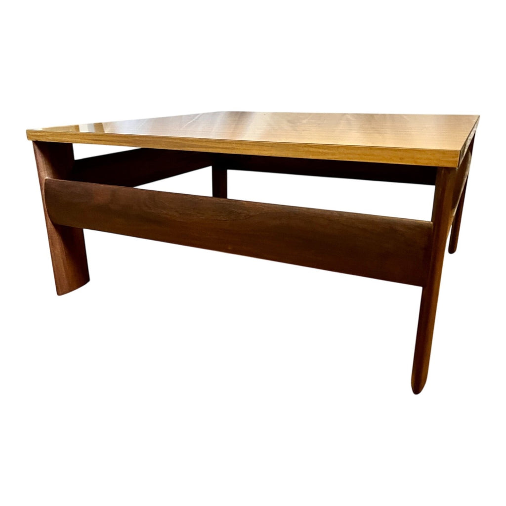 Mid Century Square Coffee Table 79cm – Danish Style Vintage Wood & Formica