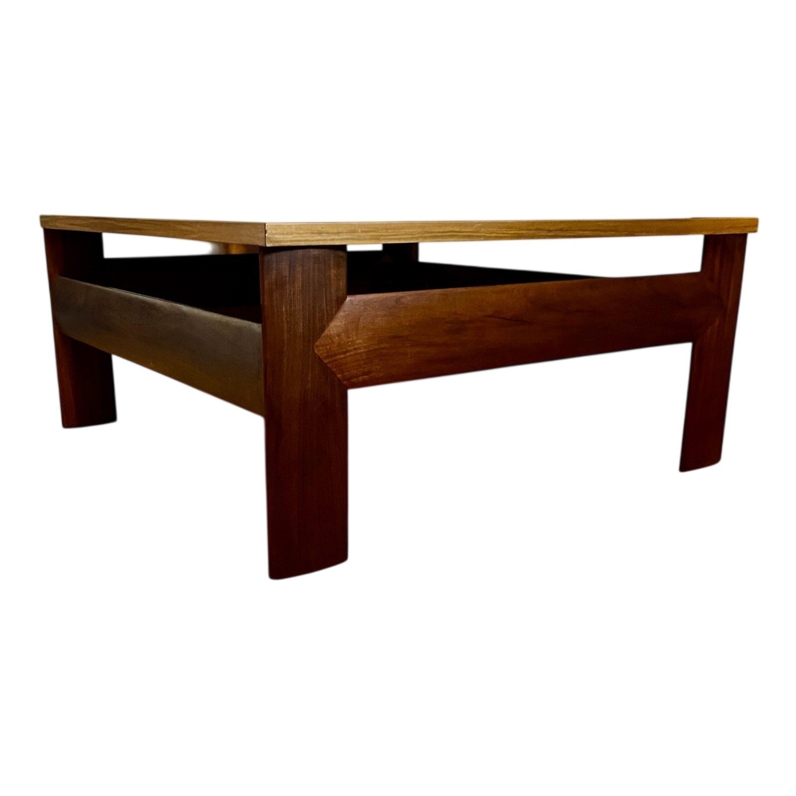 Mid Century Square Coffee Table 79cm – Danish Style Vintage Wood & Formica