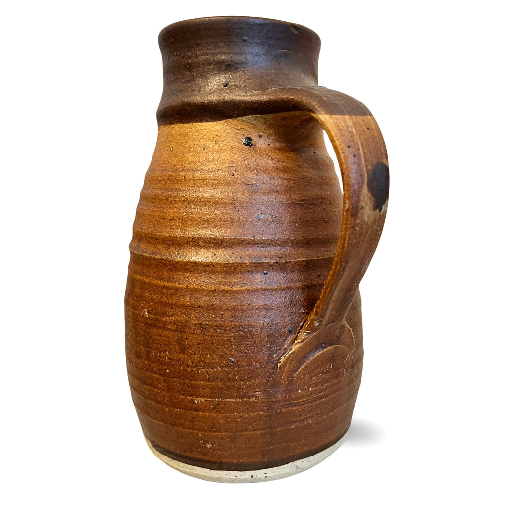 Vintage Studio Pottery Stoneware Jug Pitcher Brown Rustic Handmade Pottery Vase