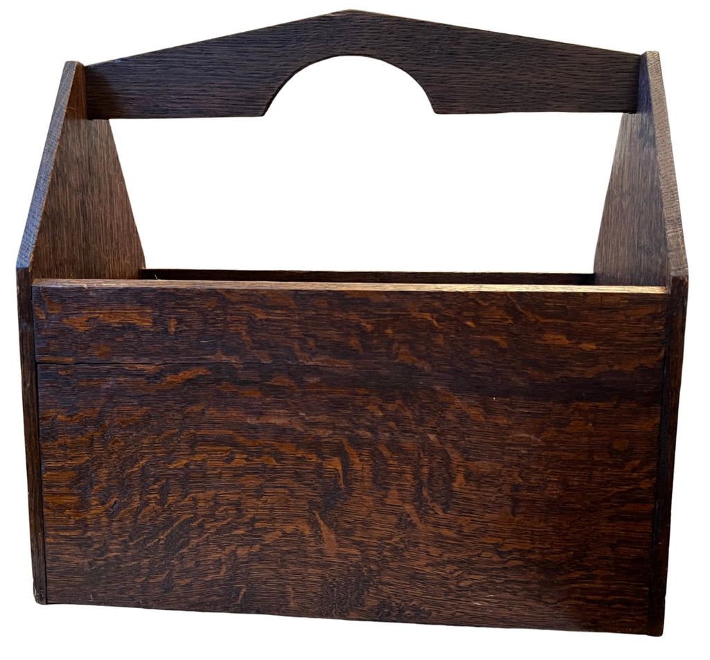 Antique Oak Magazine Rack / Newspaper Holder – Arts & Crafts Style Wooden Storag
