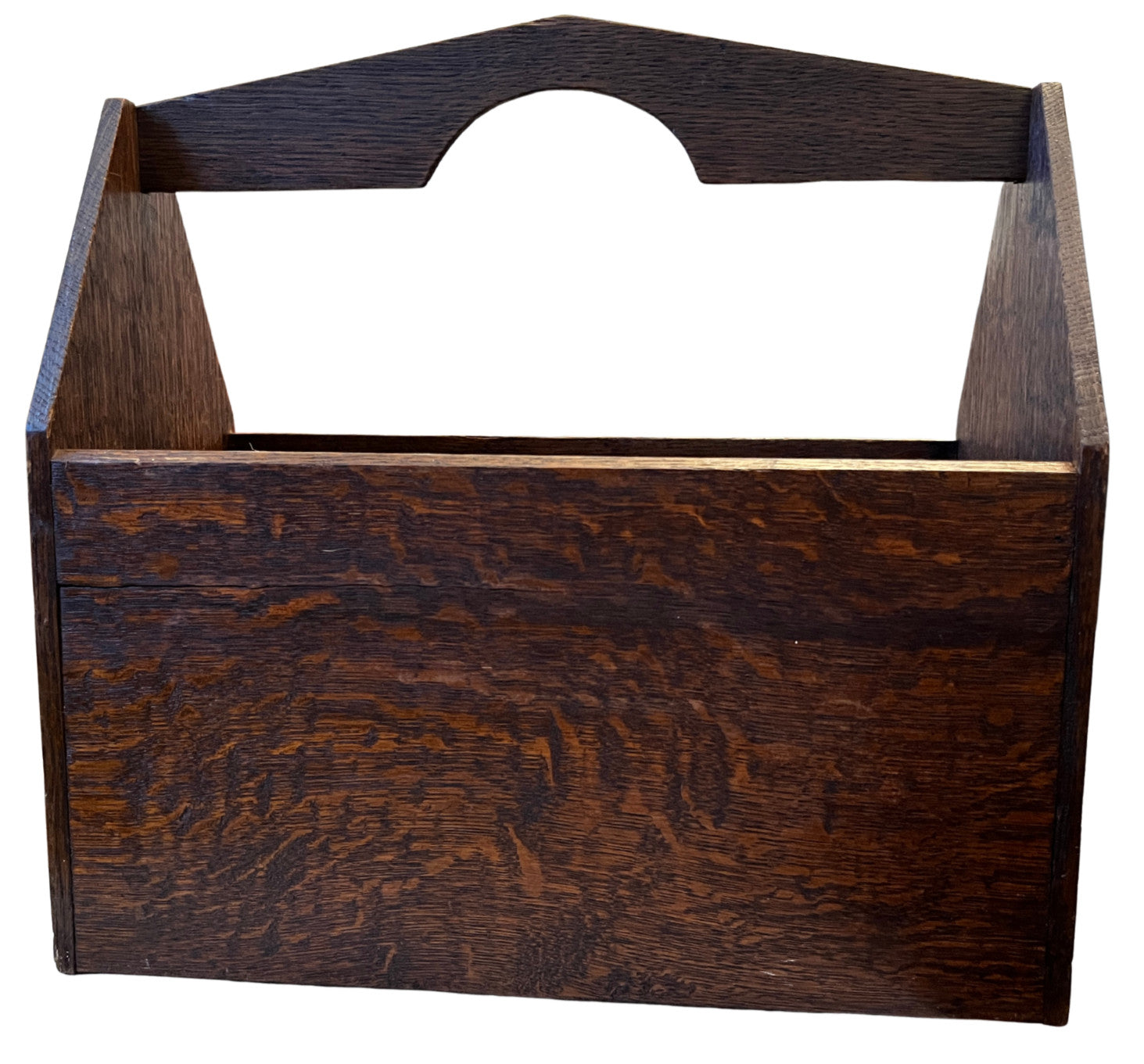 Antique Oak Magazine Rack / Newspaper Holder – Arts & Crafts Style Wooden Storag