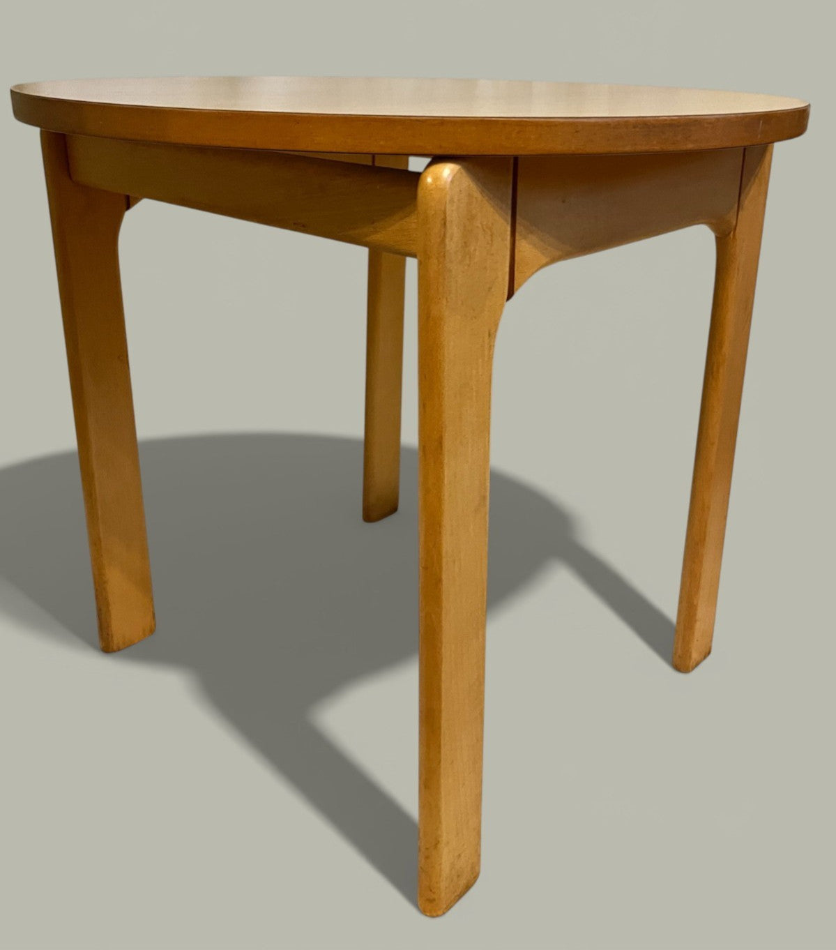 1-2 Vintage Wooden Round Side Table Light Wood Finish 60x54cm Occasional Table