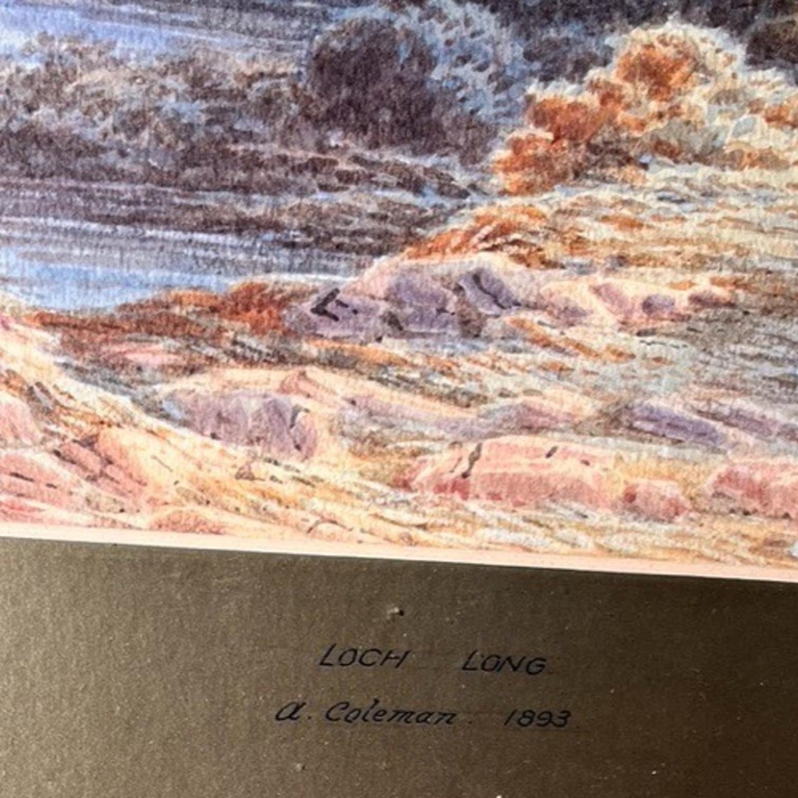 Antique Landscape Prints A Coleman 1893 Pair Loch Long &Devonshire