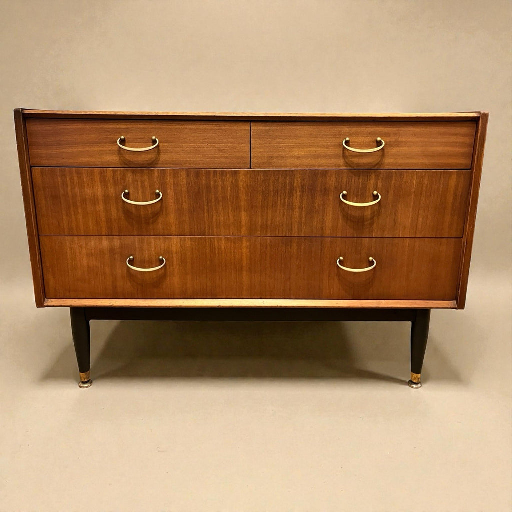 Nathan Mid Century Chest of Drawers Vintage Walnut Lowboy Cabinet Retro 99cm