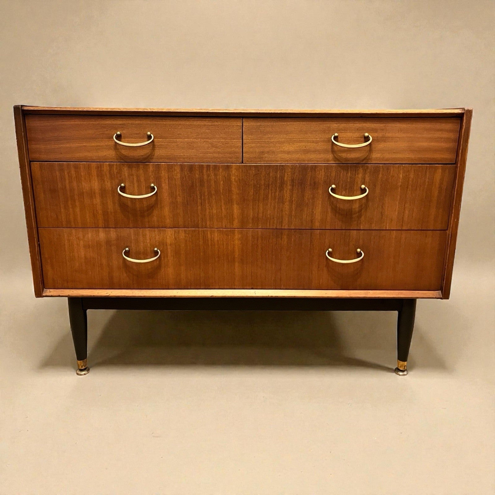 Nathan Mid Century Chest of Drawers Vintage Walnut Lowboy Cabinet Retro 99cm