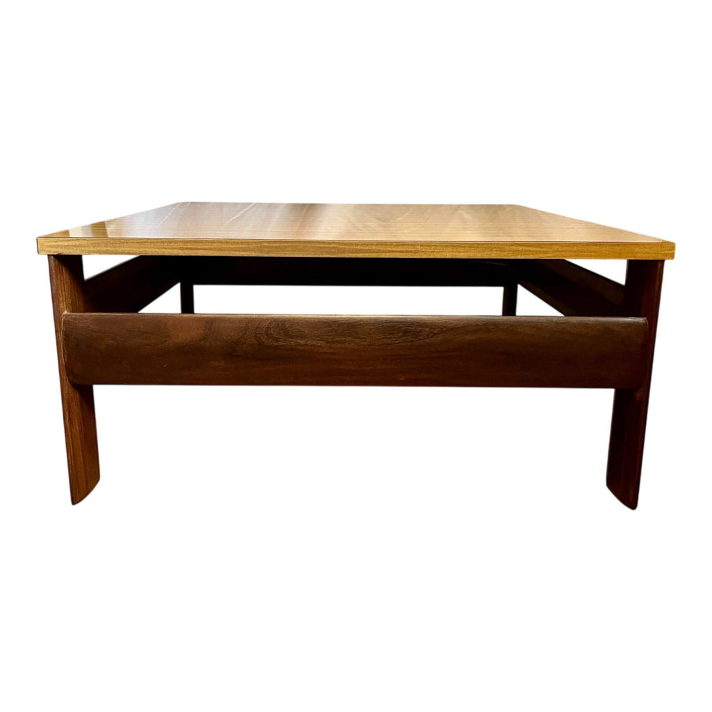 Mid Century Square Coffee Table 79cm – Danish Style Vintage Wood & Formica