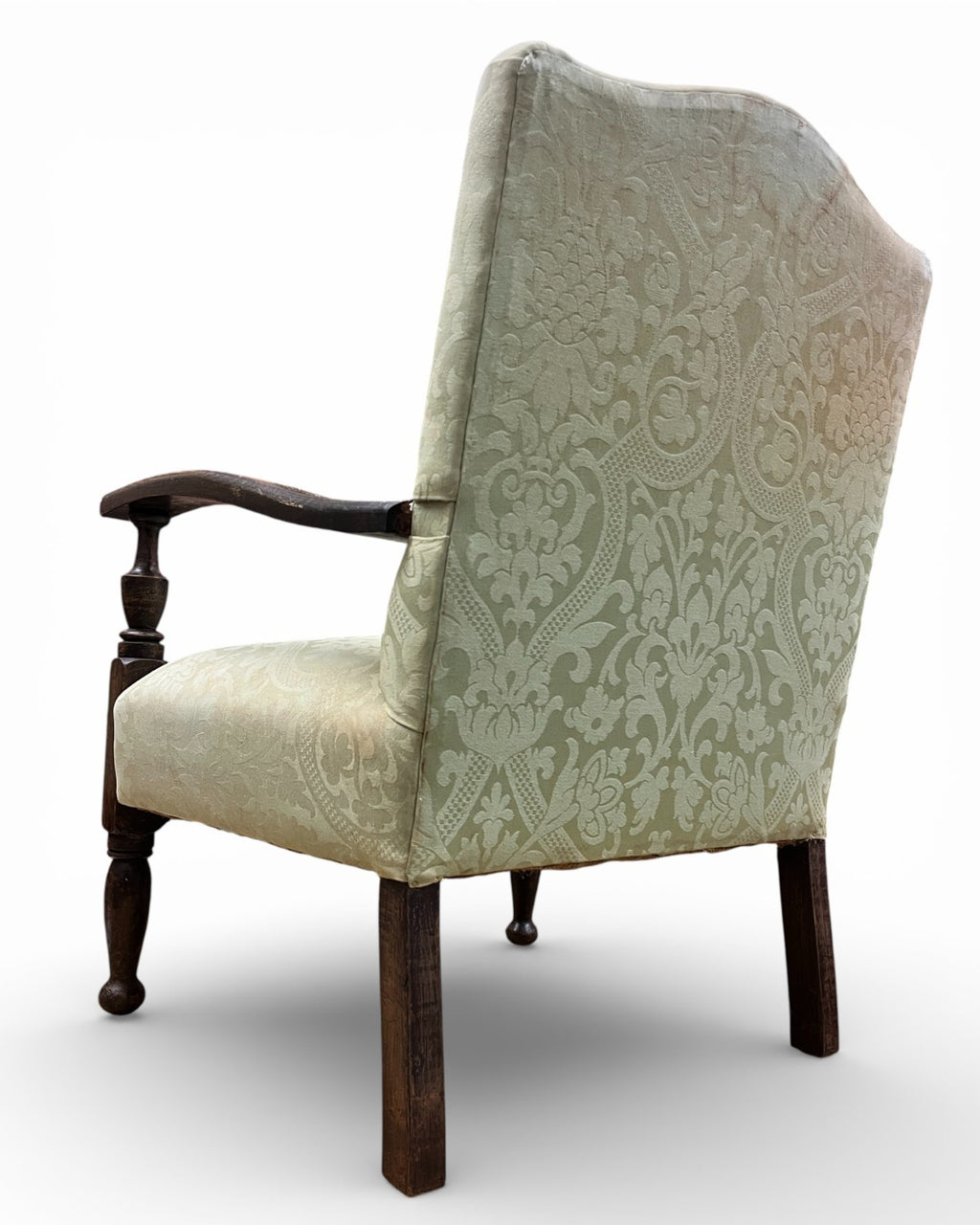 Vintage Upholstered Armchair Low Occasional Chair Bedroom Accent Seat Damask