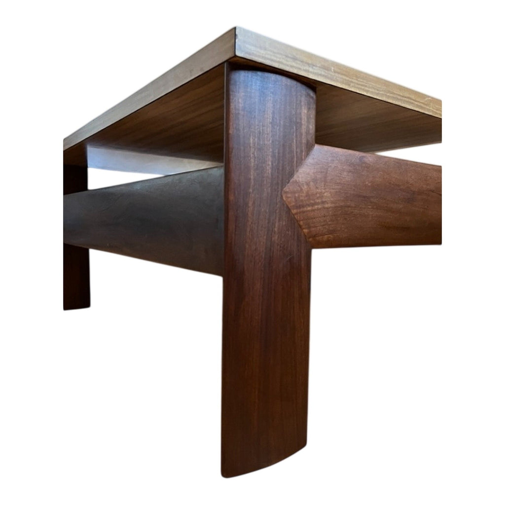 Mid Century Square Coffee Table 79cm – Danish Style Vintage Wood & Formica