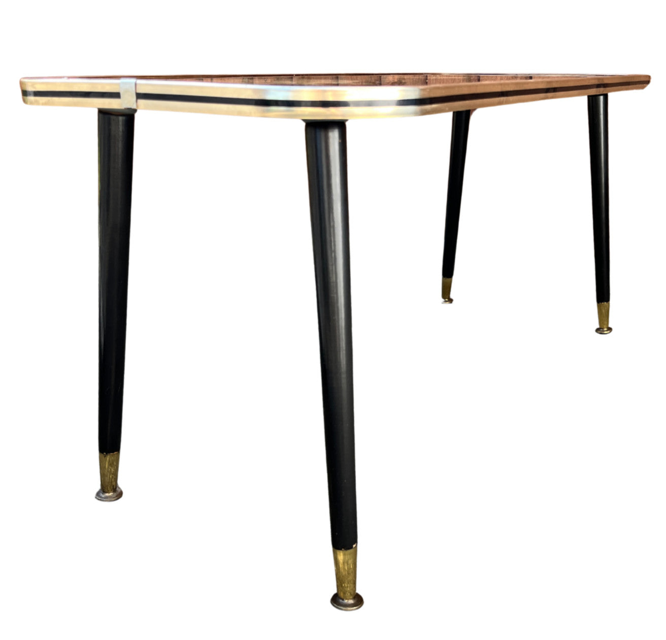 Vintage Atomic Style Coffee Table with Floral Glass Top – Mid Century Sputnik Re
