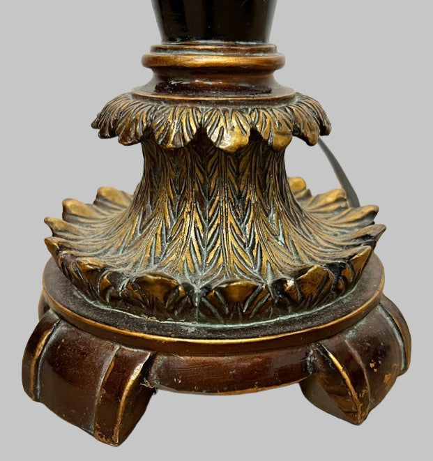 Vintage Table Lamp Resin Base Dark Finish Ornate 70cm Tall Working