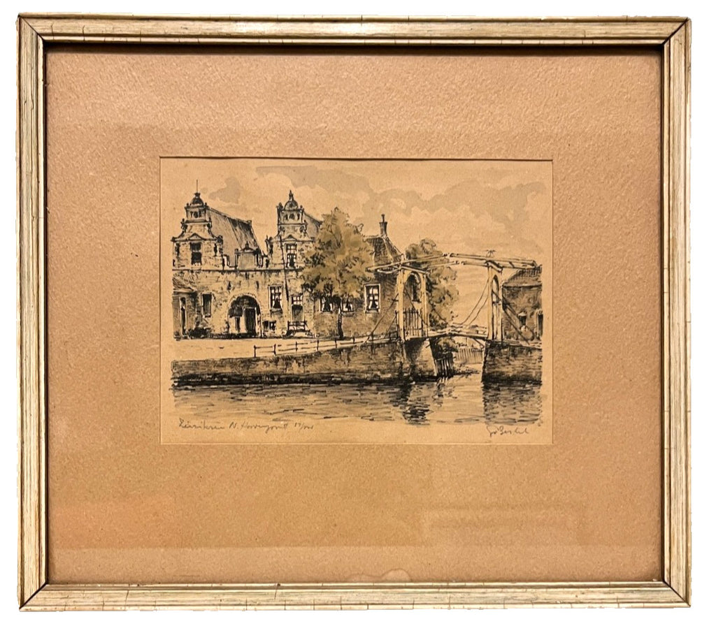 Vintage Pont du Béguinage Bruges Etching Signed & Numbered 24x21cm Framed