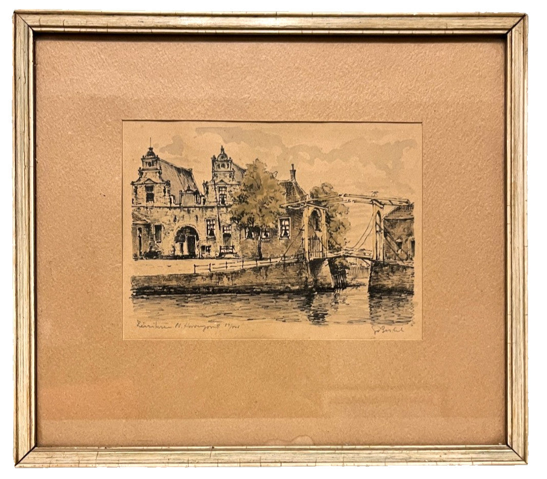Vintage Pont du Béguinage Bruges Etching Signed & Numbered 24x21cm Framed
