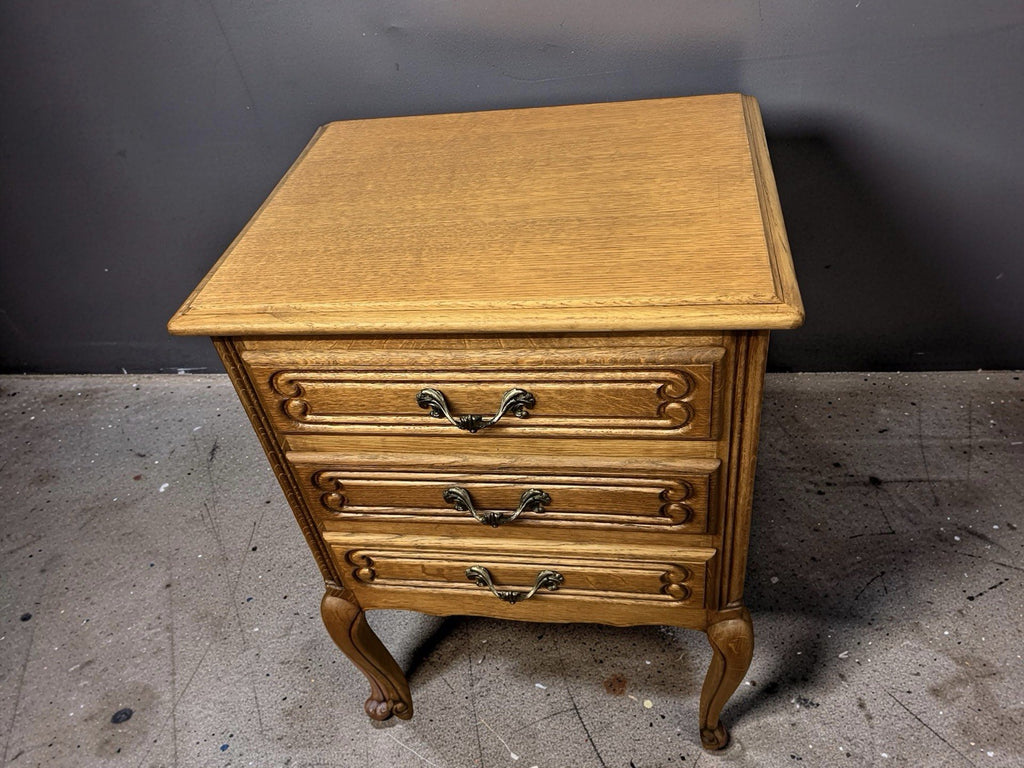 Vintage Oak Cabinet 3 Drawer Chest French Style 70cm