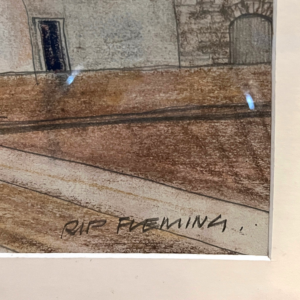 Vintage Rip Fleming Signed Architectural Drawing Framed Artwork 71x58cm