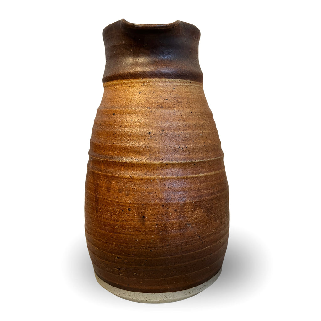 Vintage Studio Pottery Stoneware Jug Pitcher Brown Rustic Handmade Pottery Vase