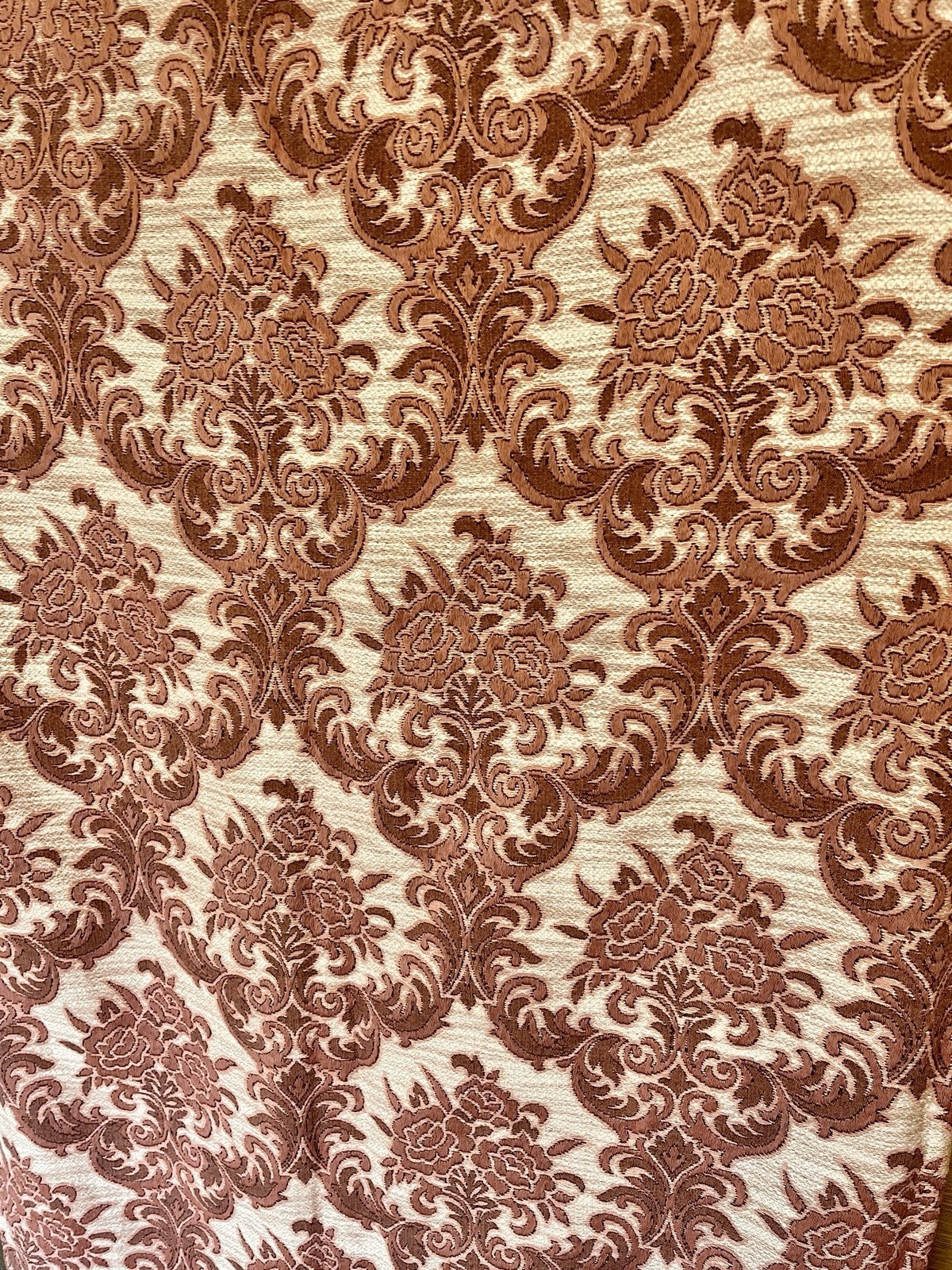 Vintage Pink Damask Curtain Panels W:140cm x D:206cm. 1970s Lightweight VGC