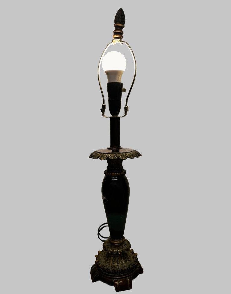 Vintage Table Lamp Resin Base Dark Finish Ornate 70cm Tall Working
