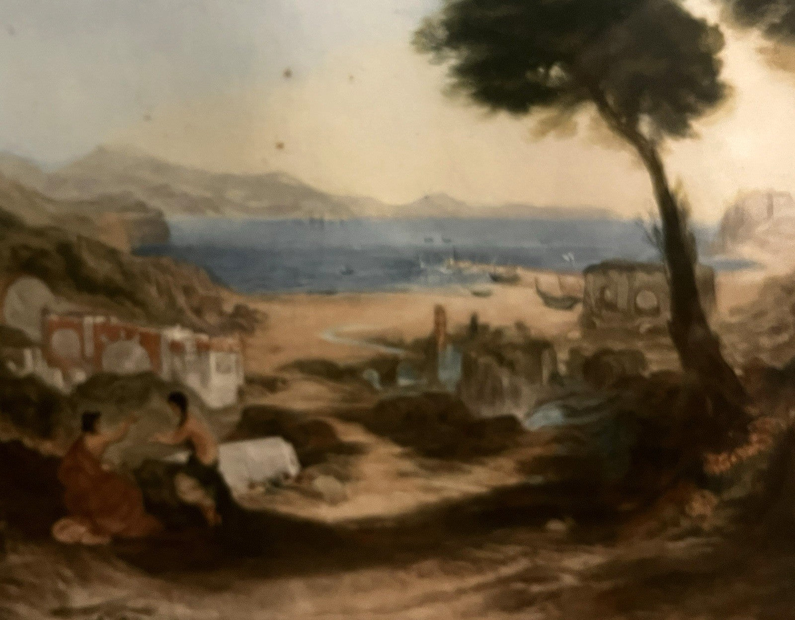 Antique ‘Bay of Baiae’ Mezzotint Engraving After J.M.W. Turner – Framed Vintage