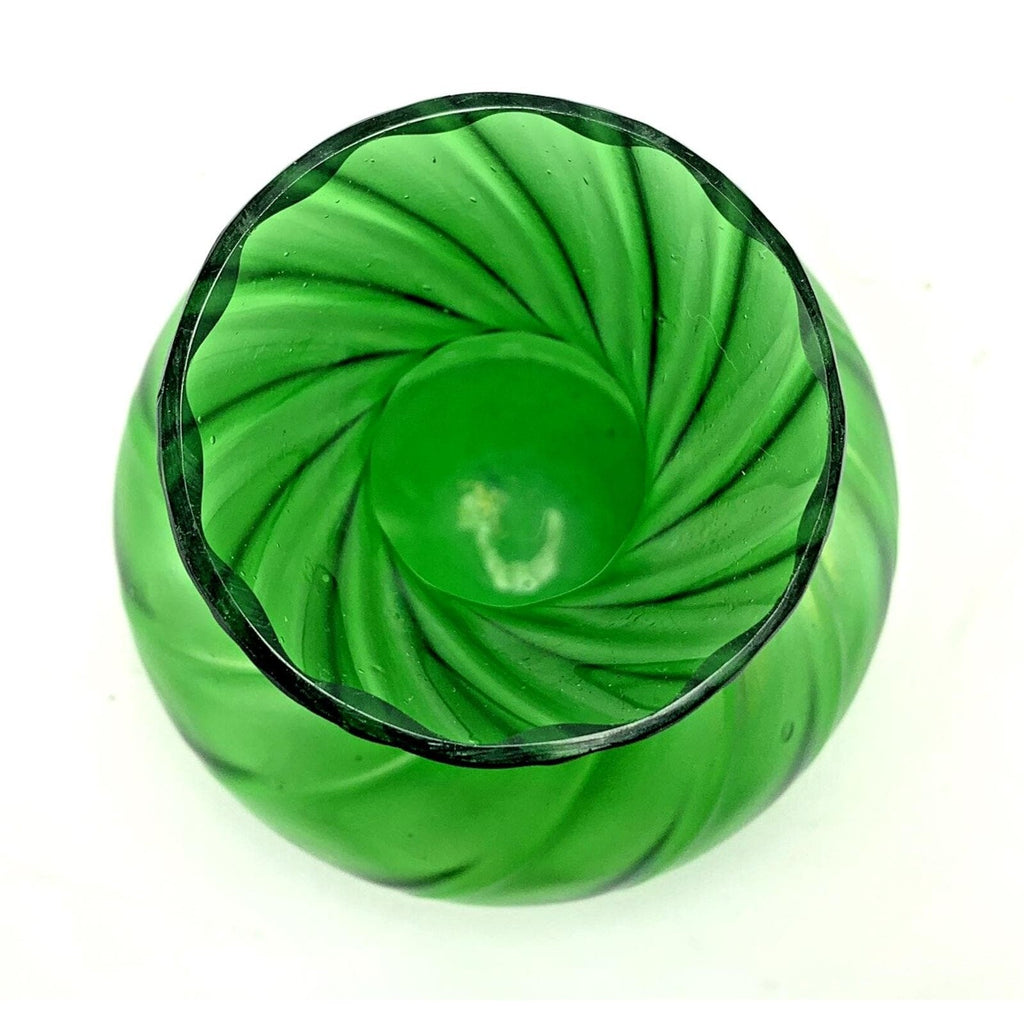 Antique Green Glass Vase Art Nouveau Art Glass Lustre Finish c1900