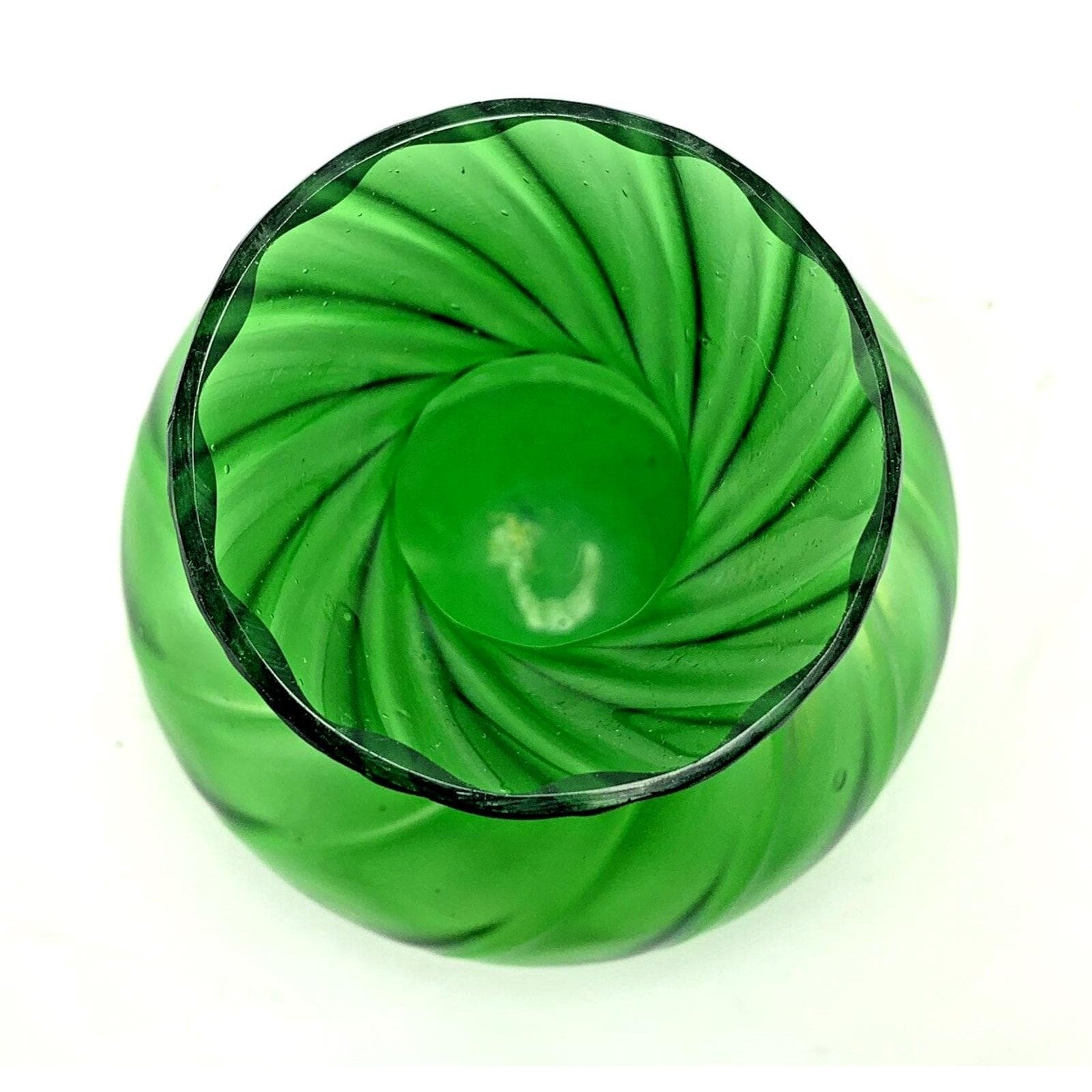 Antique Green Glass Vase Art Nouveau Art Glass Lustre Finish c1900