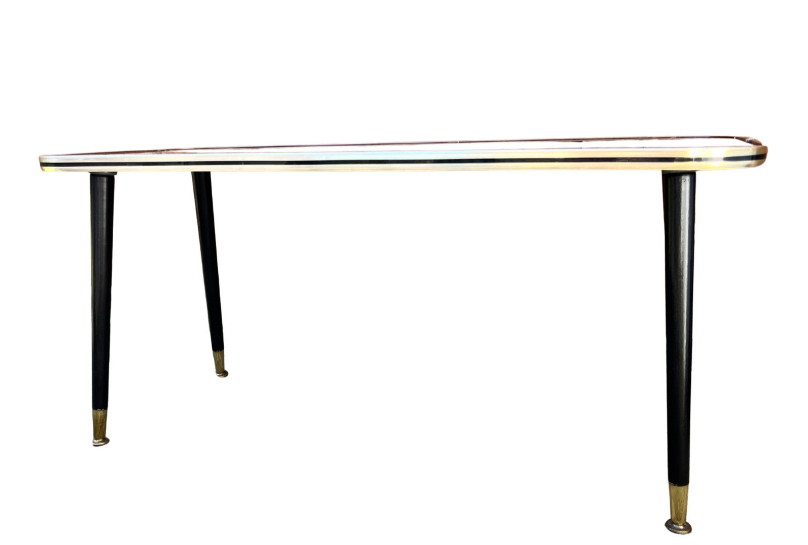 Vintage Atomic Style Coffee Table with Floral Glass Top – Mid Century Sputnik Re