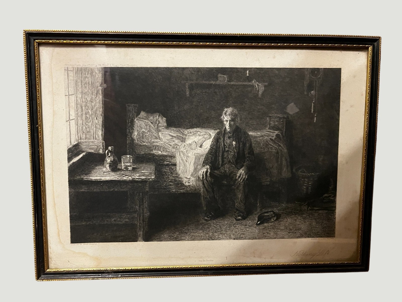 1883 Victorian Etching Nothing Left Frank Holl A Gery Bichard Framed Print