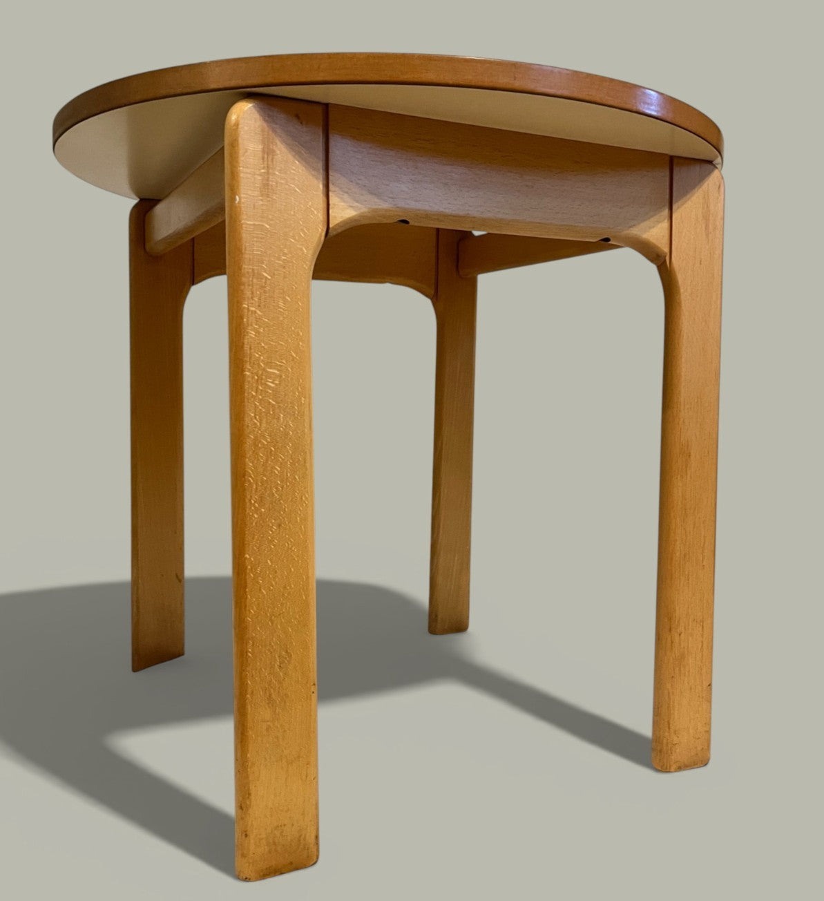 1-2 Vintage Wooden Round Side Table Light Wood Finish 60x54cm Occasional Table