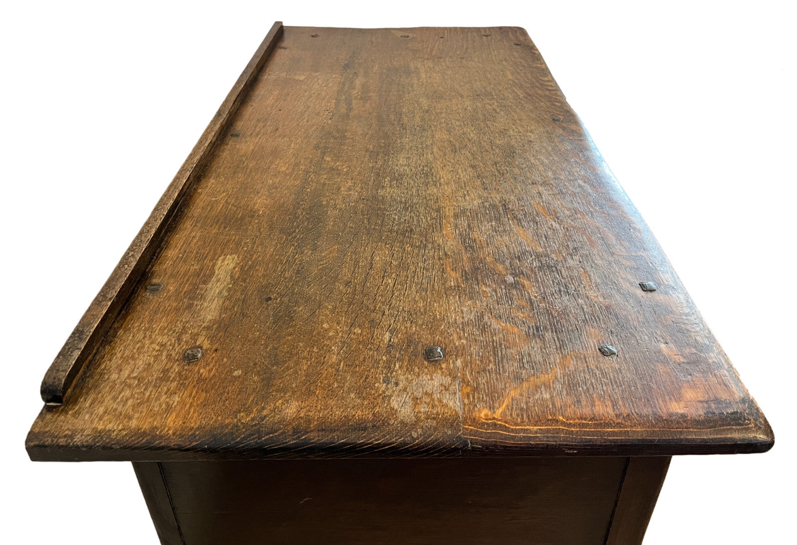 Vintage 1930s Solid Wood Desk 5 Drawer Console Table Carved Front 109cm