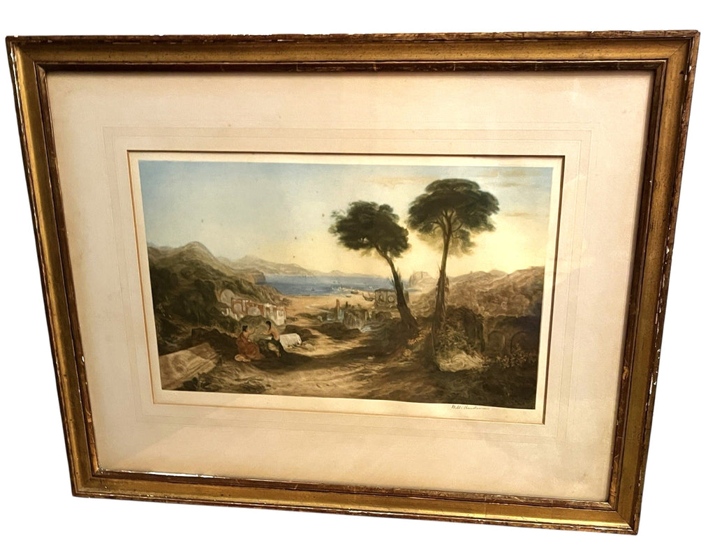 Antique ‘Bay of Baiae’ Mezzotint Engraving After J.M.W. Turner – Framed Vintage