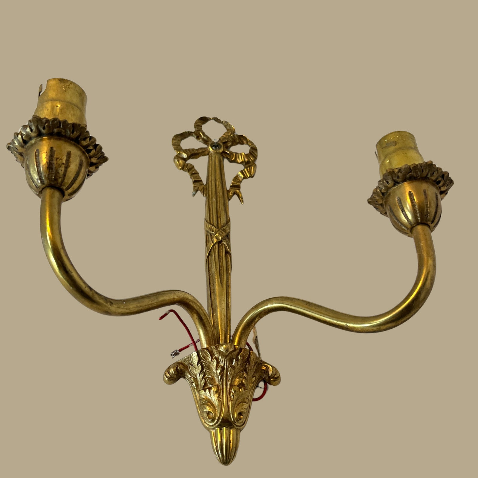 6x Vintage Art Nouveau Style Twin Arm Wall Sconces Brass Effect Wall Lights