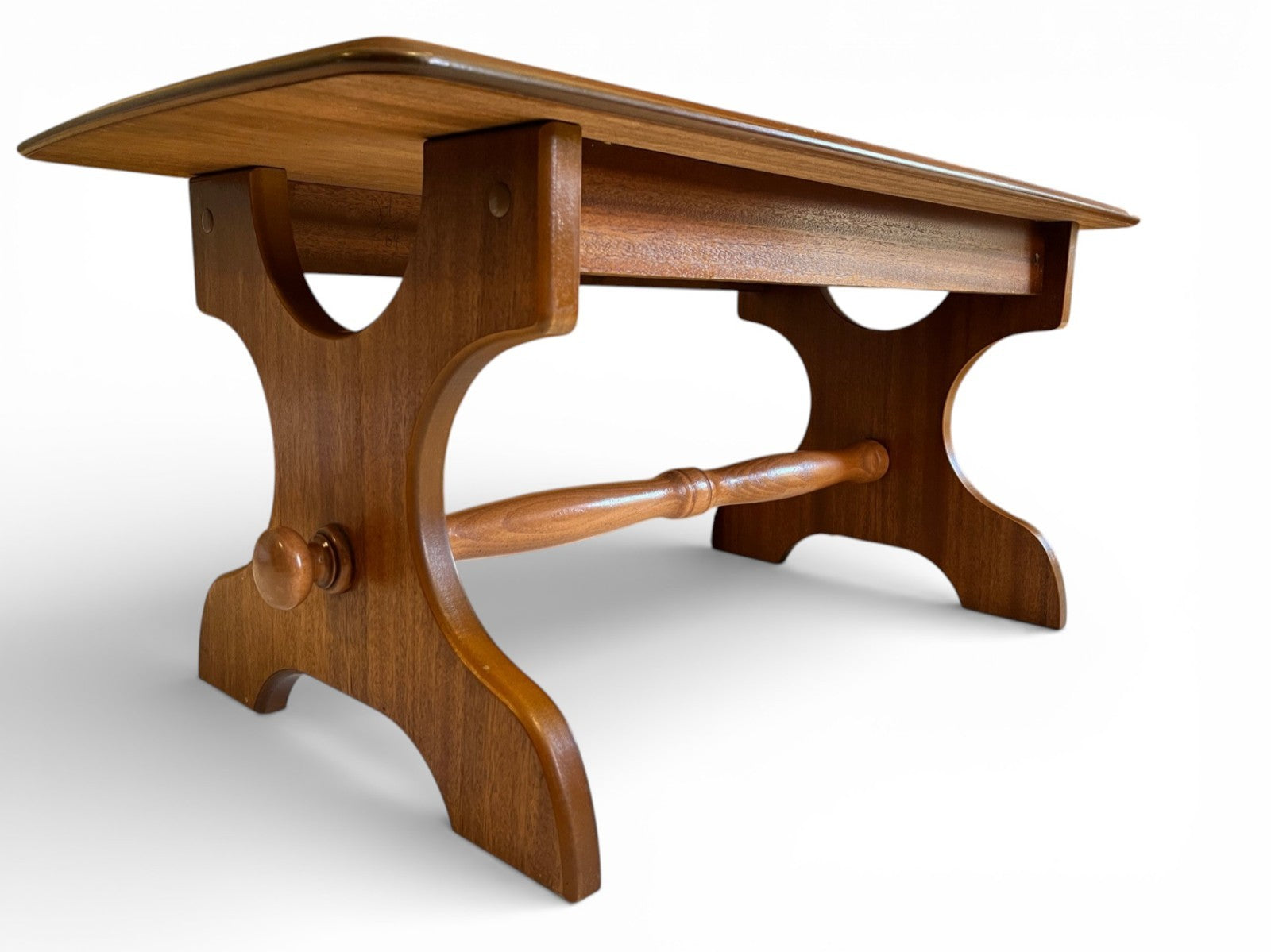 Vintage Wooden Coffee Table 86cm Length 46cm Width 39cm Height Turned Stretcher