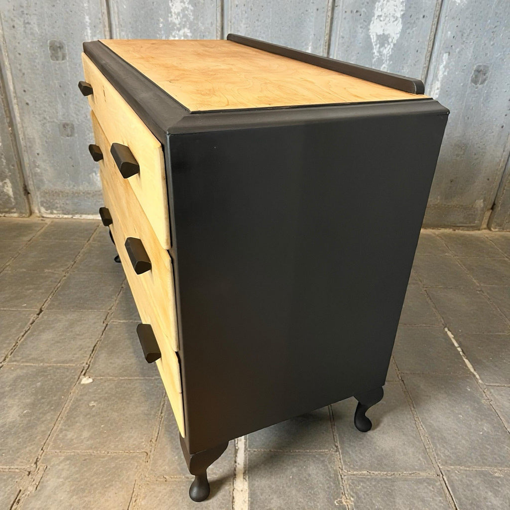 Modern Rustic Chest of Drawers Black & Natural Wood Farmhouse Style, Edwardian