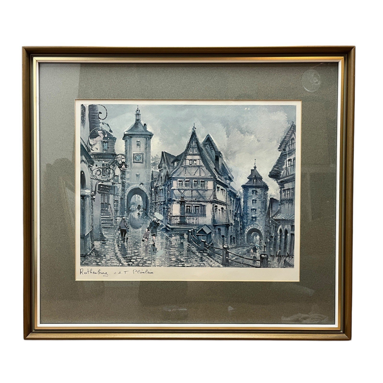 Maurice Legendre Signed Framed Art Rothenburg Print 50×42cm