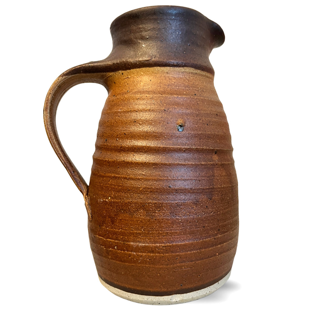 Vintage Studio Pottery Stoneware Jug Pitcher Brown Rustic Handmade Pottery Vase