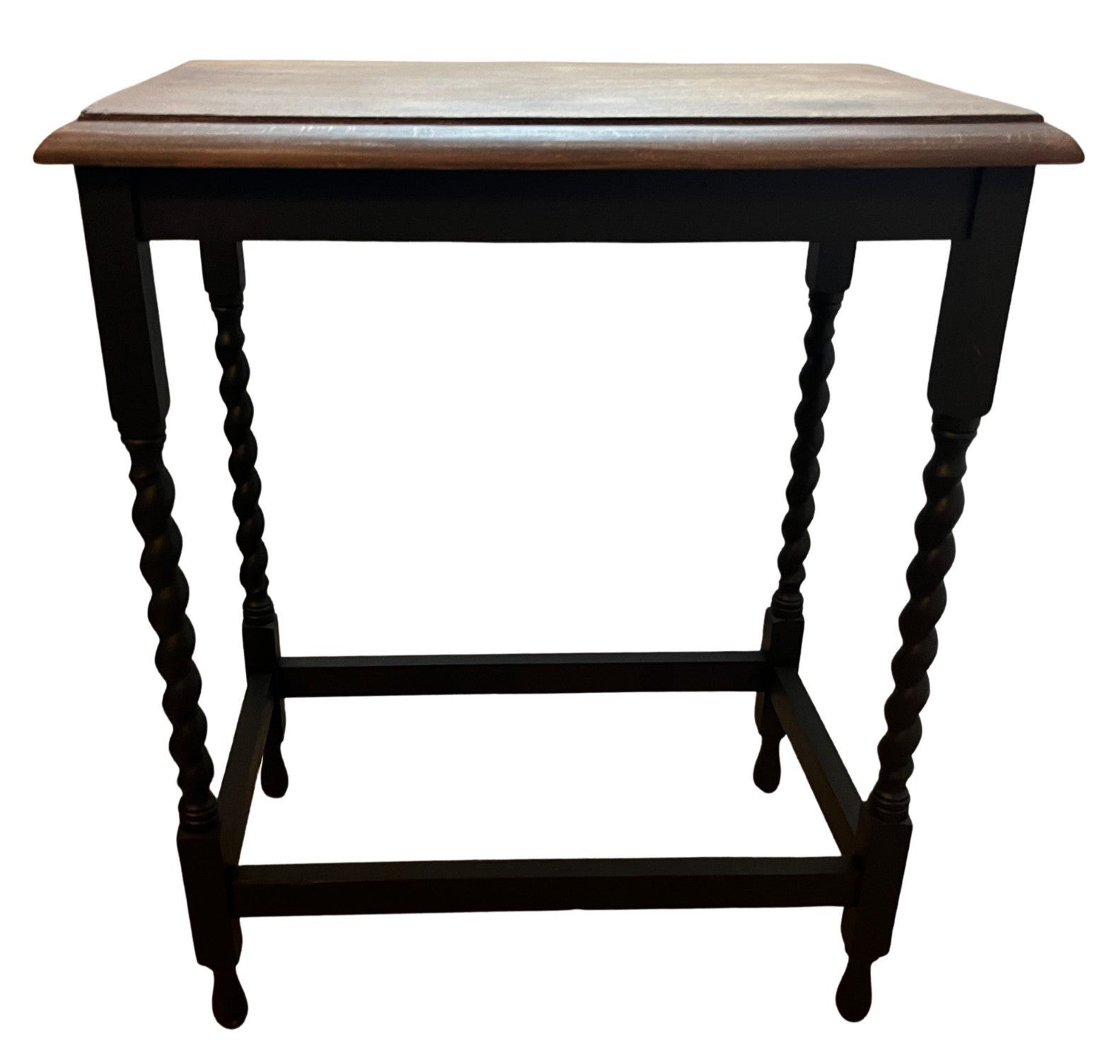 Vintage Barley Twist Side Table Oak Top Painted Base Hall Lamp Table Rustic Wood