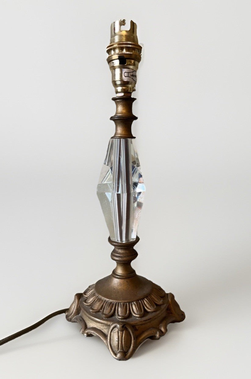 Vintage Style Laura Ashley Lamp with Crystal Stem and Ornate Bronze Base 30x10cm