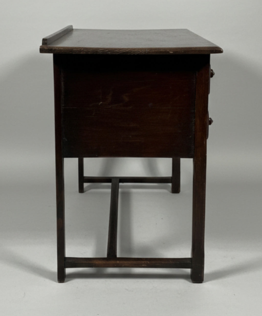 Vintage 1930s Solid Wood Desk 5 Drawer Console Table Carved Front 109cm