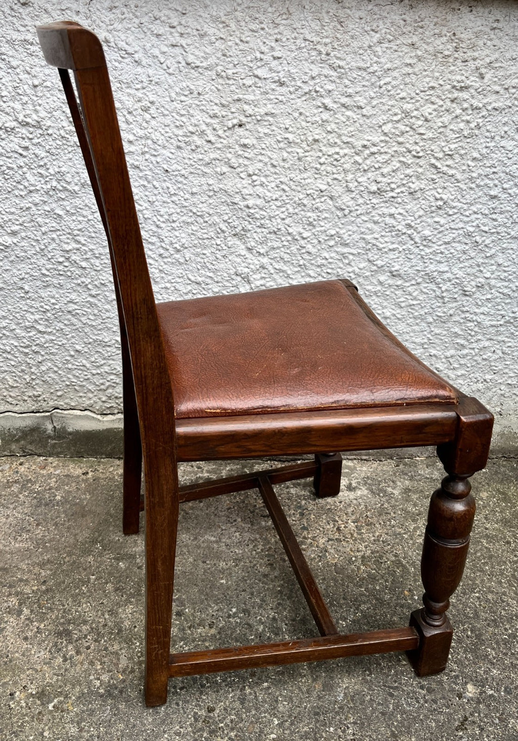Pair Vintage Oak Dining Chairs Tudor Jacobean Farmhouse Carved Wooden Chairs