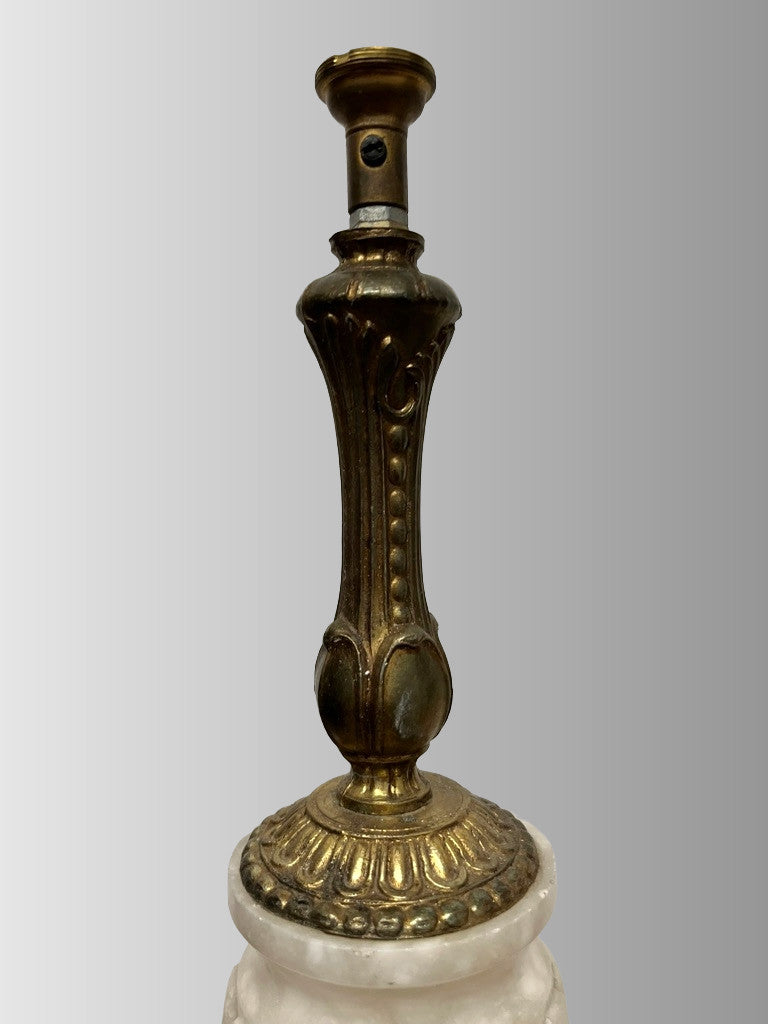 Vintage onyx marble gold brass table lamp H 38 x base 12cm for restoration