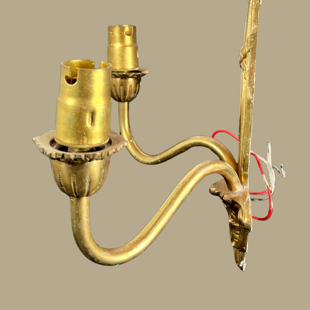 6x Vintage Art Nouveau Style Twin Arm Wall Sconces Brass Effect Wall Lights