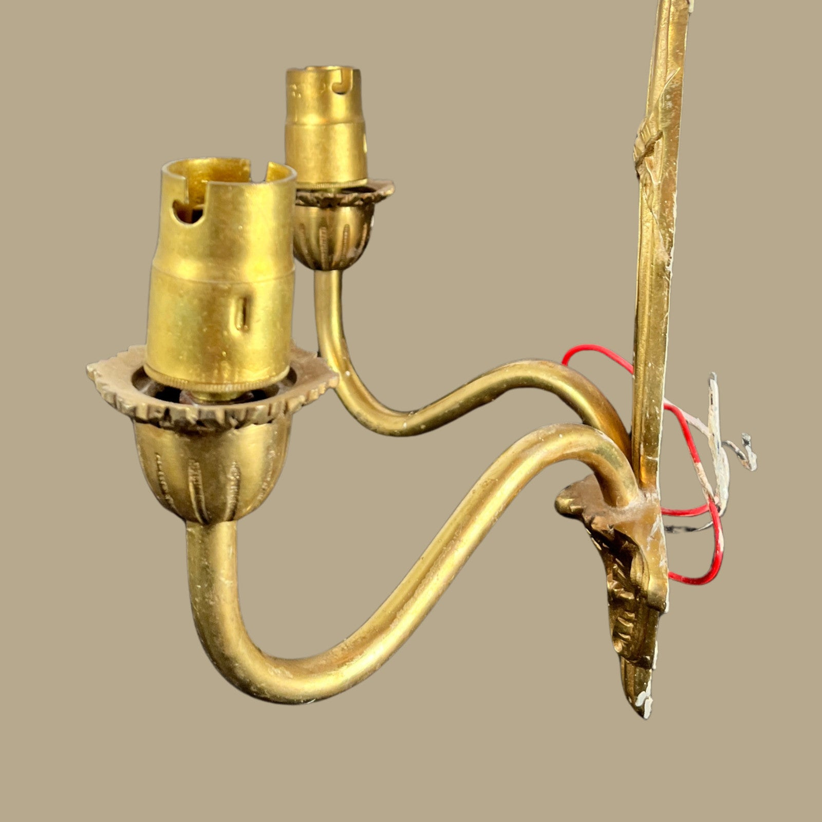 6x Vintage Art Nouveau Style Twin Arm Wall Sconces Brass Effect Wall Lights
