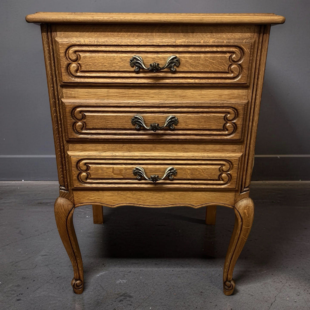 Vintage Oak Cabinet 3 Drawer Chest French Style 70cm