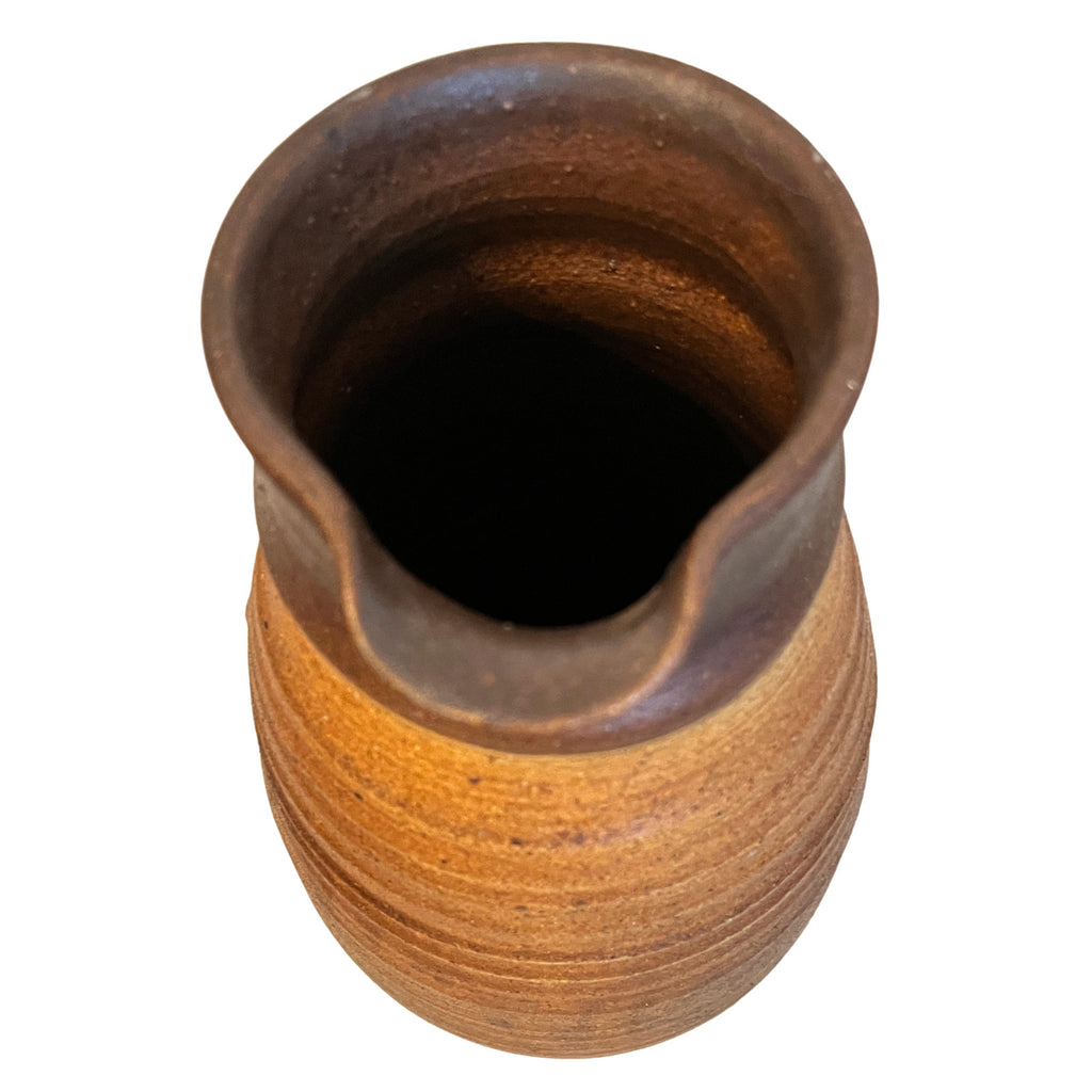 Vintage Studio Pottery Stoneware Jug Pitcher Brown Rustic Handmade Pottery Vase